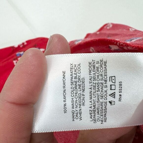 Express Dress Womens XL Red Floral skater Keyhole dainty Mini flowy sleeveless - Picture 8 of 11